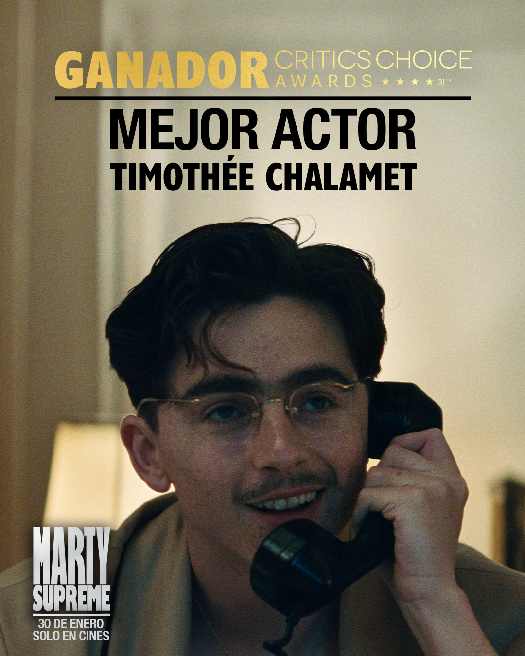 Timothée Chalamet - Ganador Mejor Actor Critics Choice